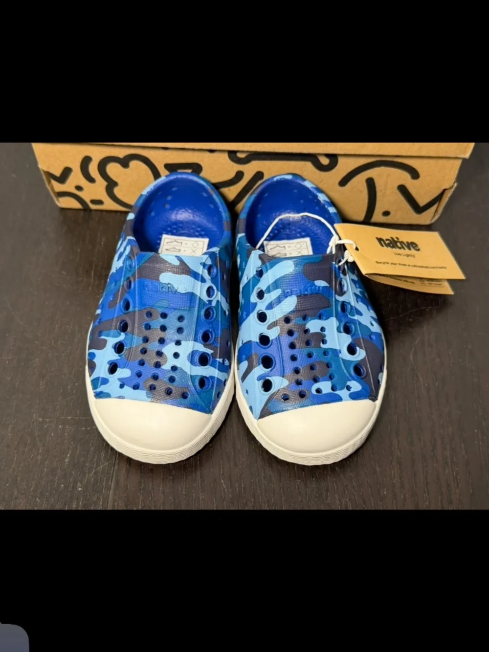 Native Jefferson Print Shoes Sky Camo/Blue/White Little Kid/Toddler US C4/EU 19